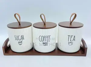 3 PCS Set Canisters With a Bamboo Tray