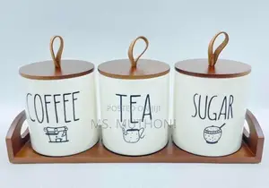 3 PCS Set Canisters With a Bamboo Tray