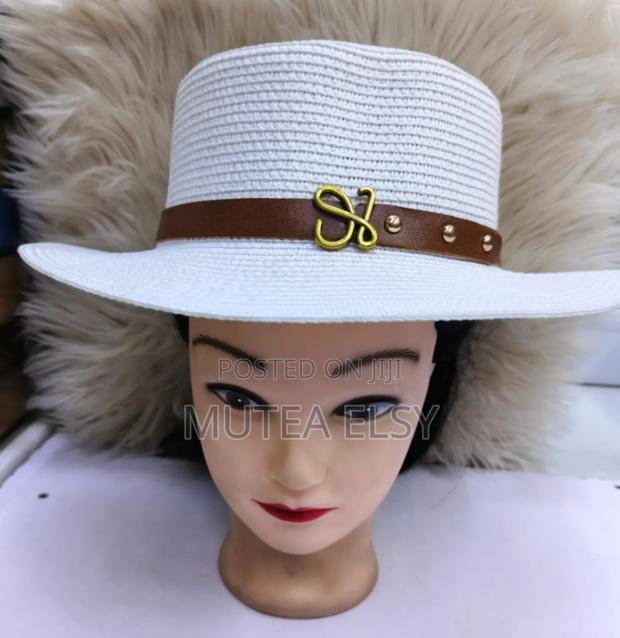 White,Off White,Cream Beige Ladies Wide Bleam Straw Hats - thumbnail 2