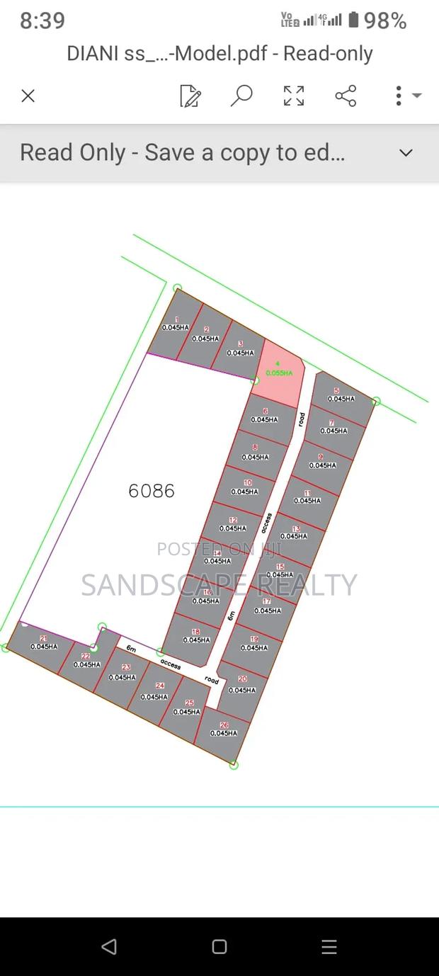 50 *100 Plots In Diani For Sale. - main view