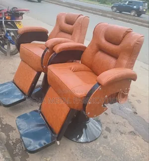 Barber Chairs, Brown Leather Faux Fabric