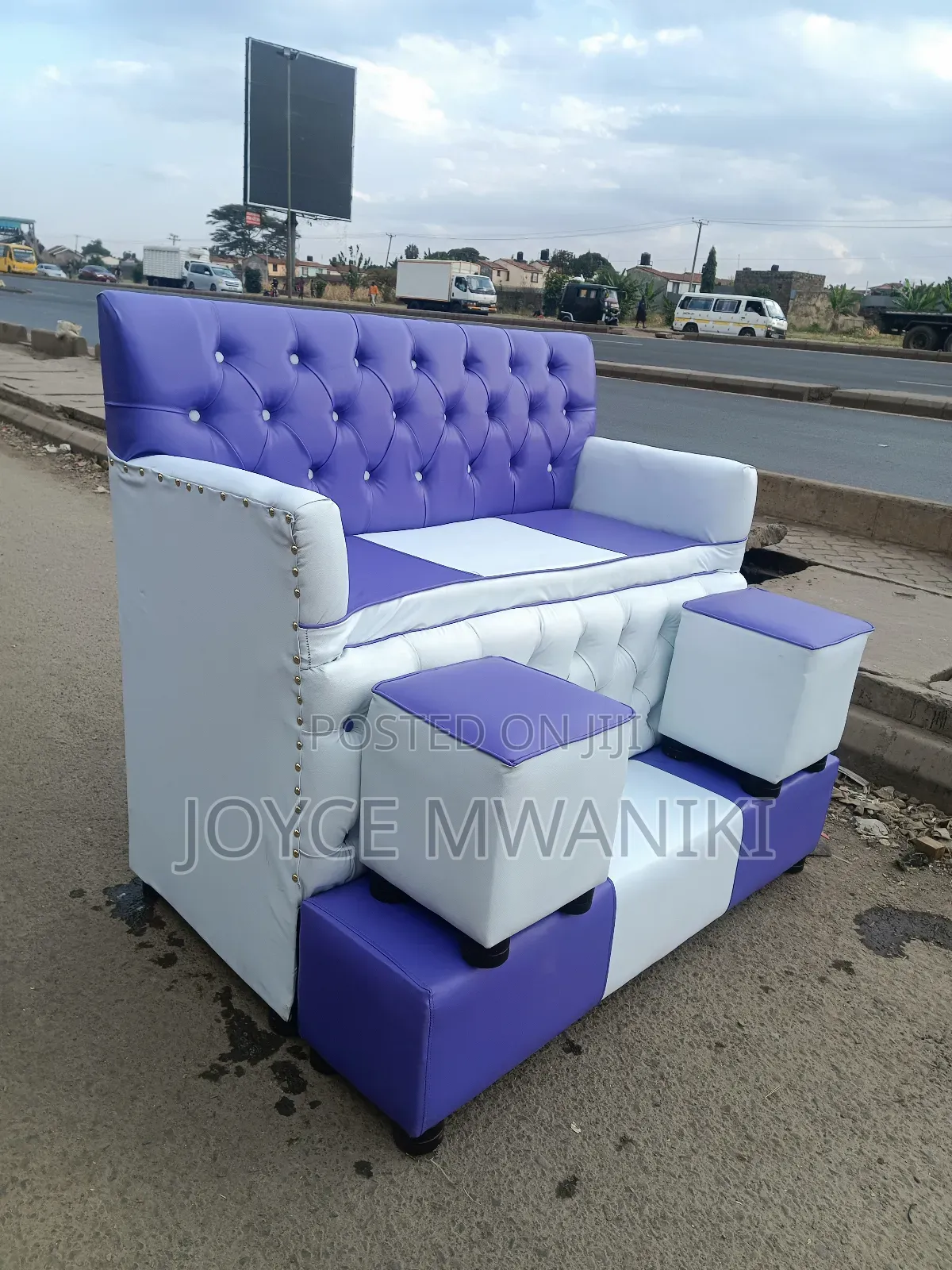 Pedicure, 2 Seater, Purple White With Armrest 