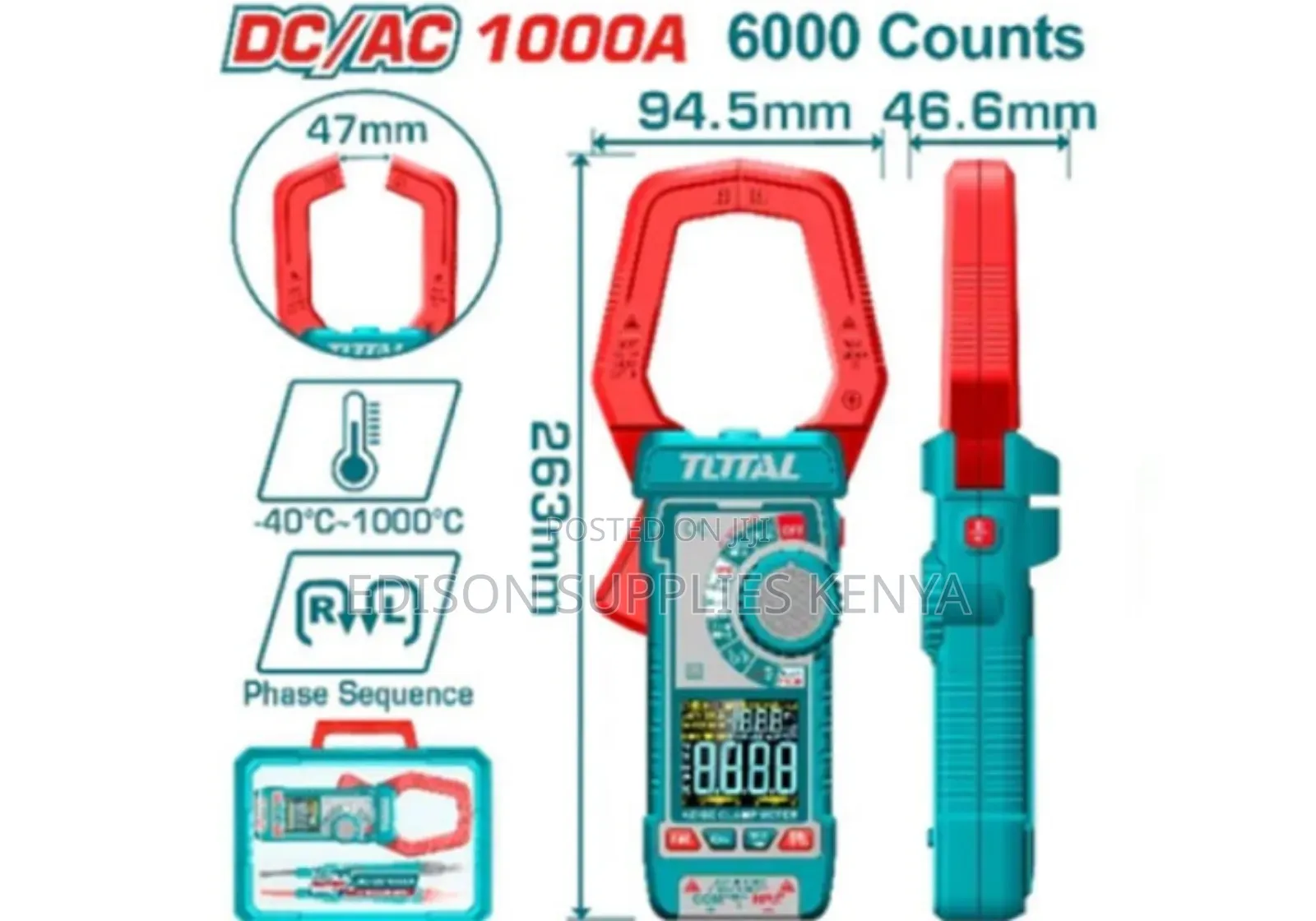 1000v Digital Clamp Meter Total Ac/Dc 1000amps Clamp Meters