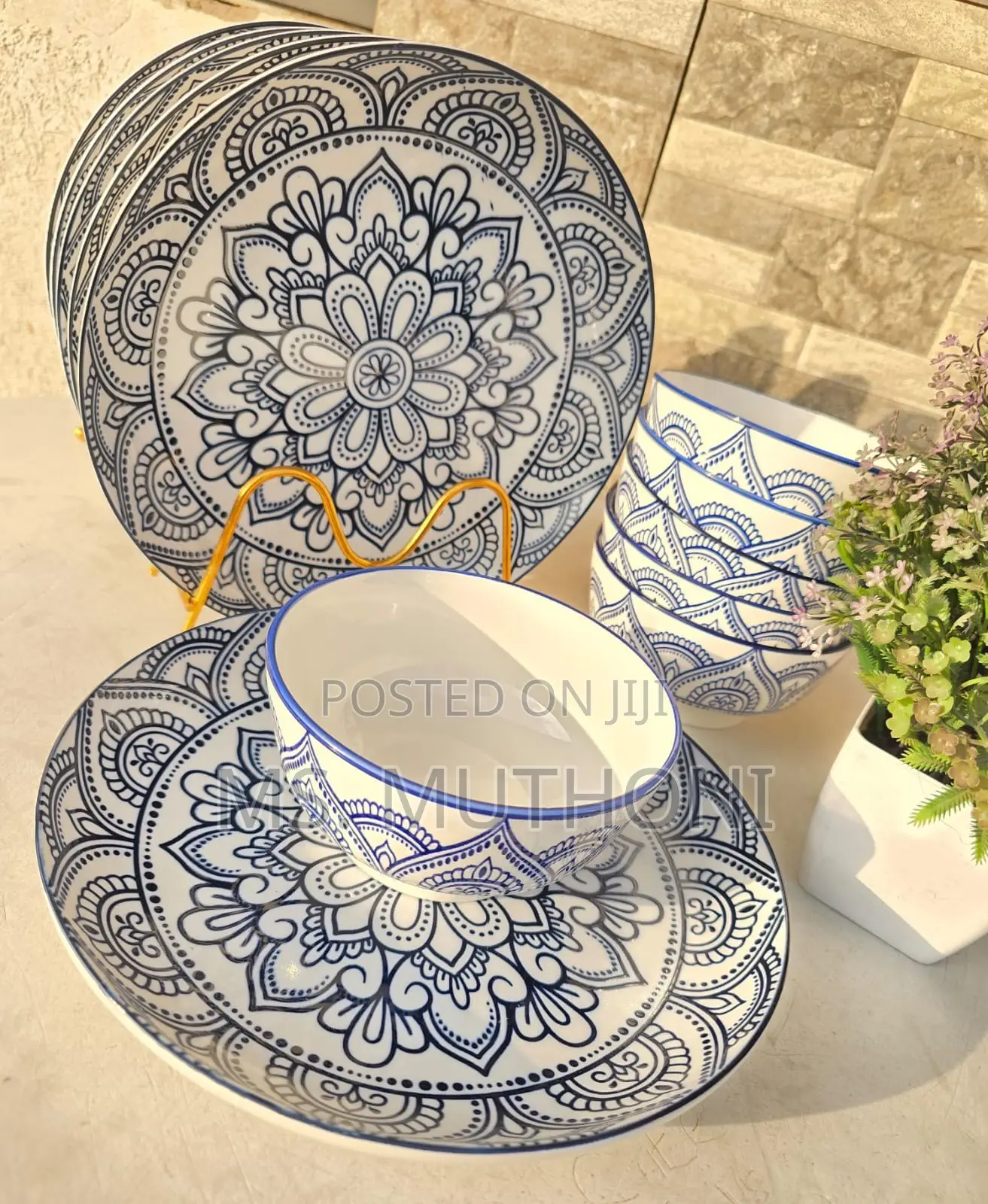 Blue Flowered 12pcs Dinner Set*