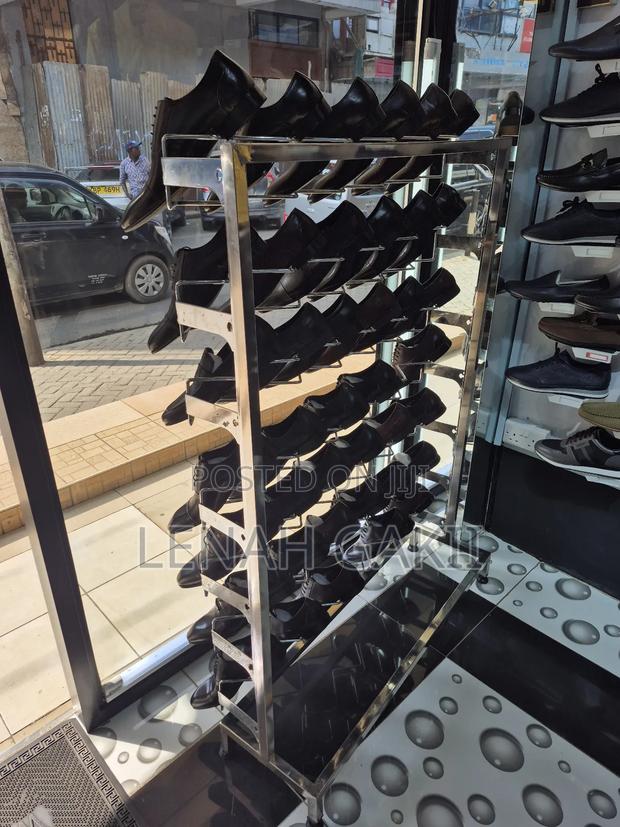Stainless Steel Shoe Rack Display - main view