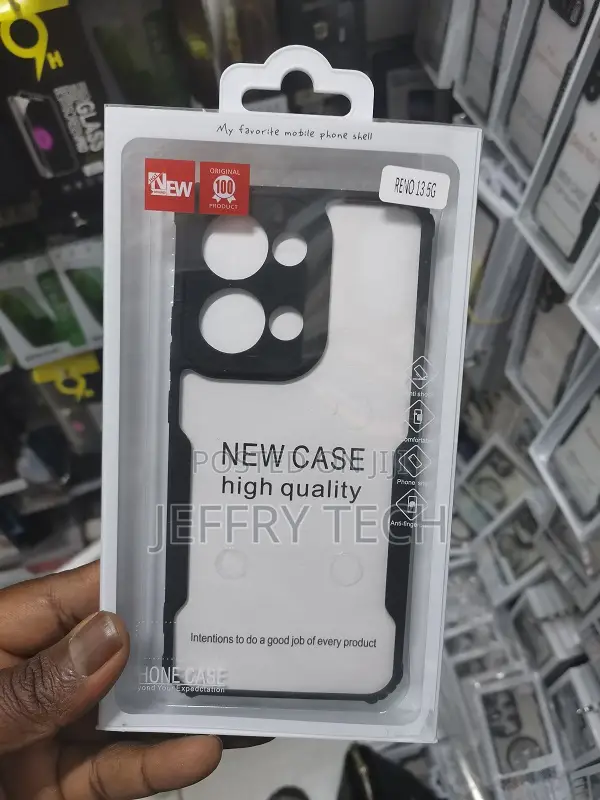 Transparent Back Case for Reno 13 5gf (Pc Tpu Black Bumper