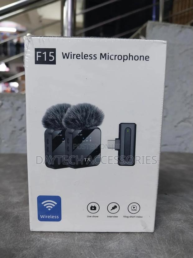 Portable F15 Dual Mic Wireless Lapel Microphone for Type C - thumbnail 2