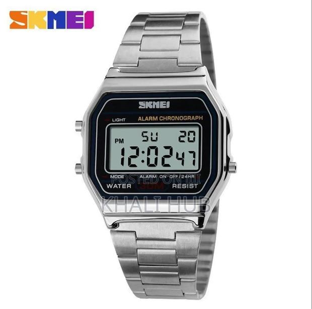 Skmei Silver Digital Watch With Led Light Stopwatch - main view