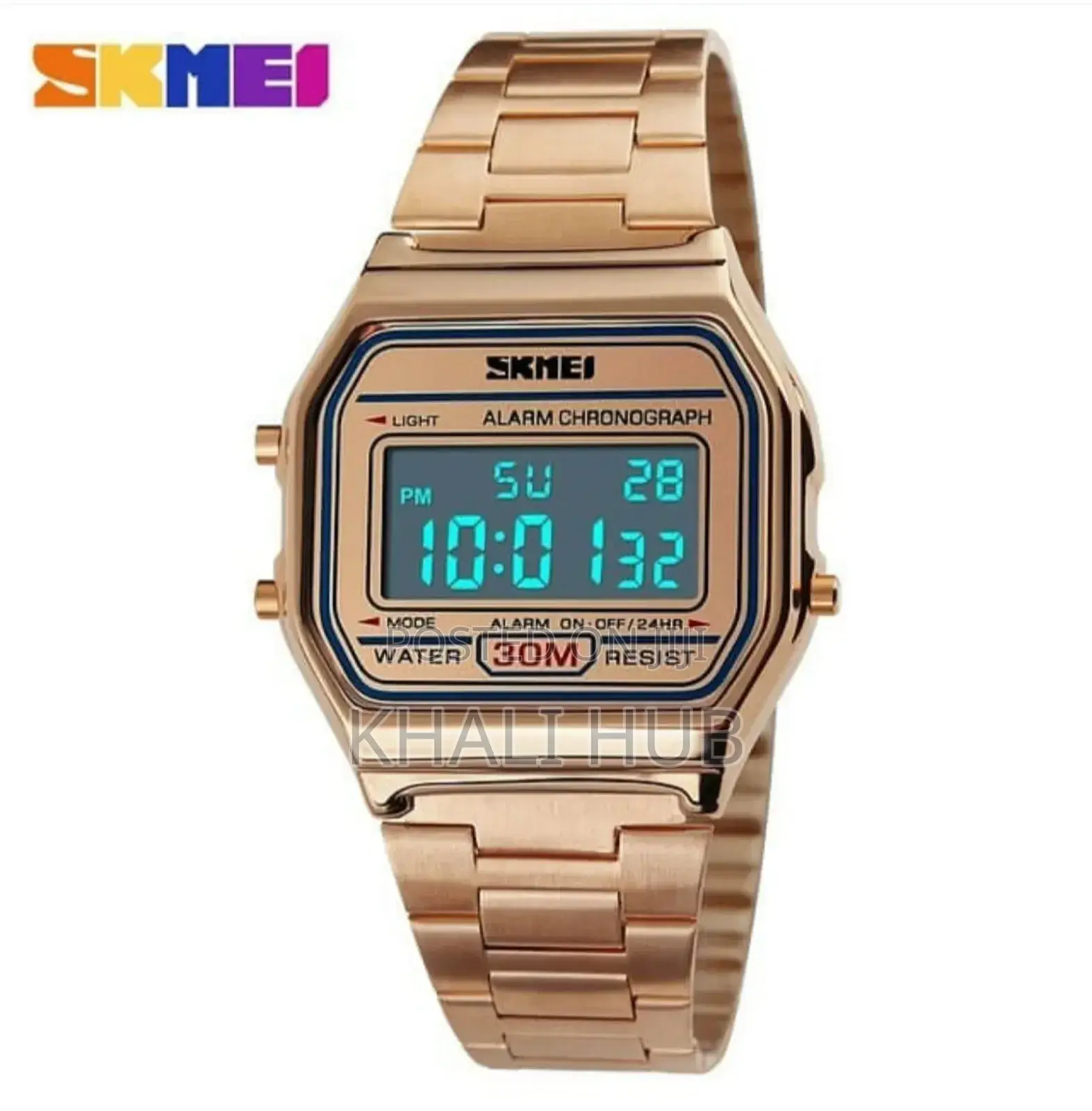 Rosegold Skmei Digital Watch With Stopwatch