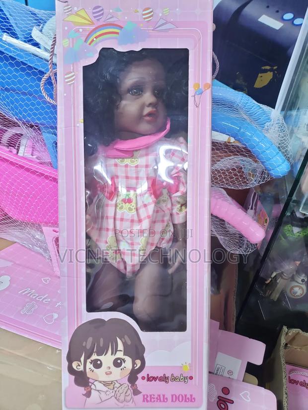 Lovely Baby Girls Doll With Hair and Pink Clothes
