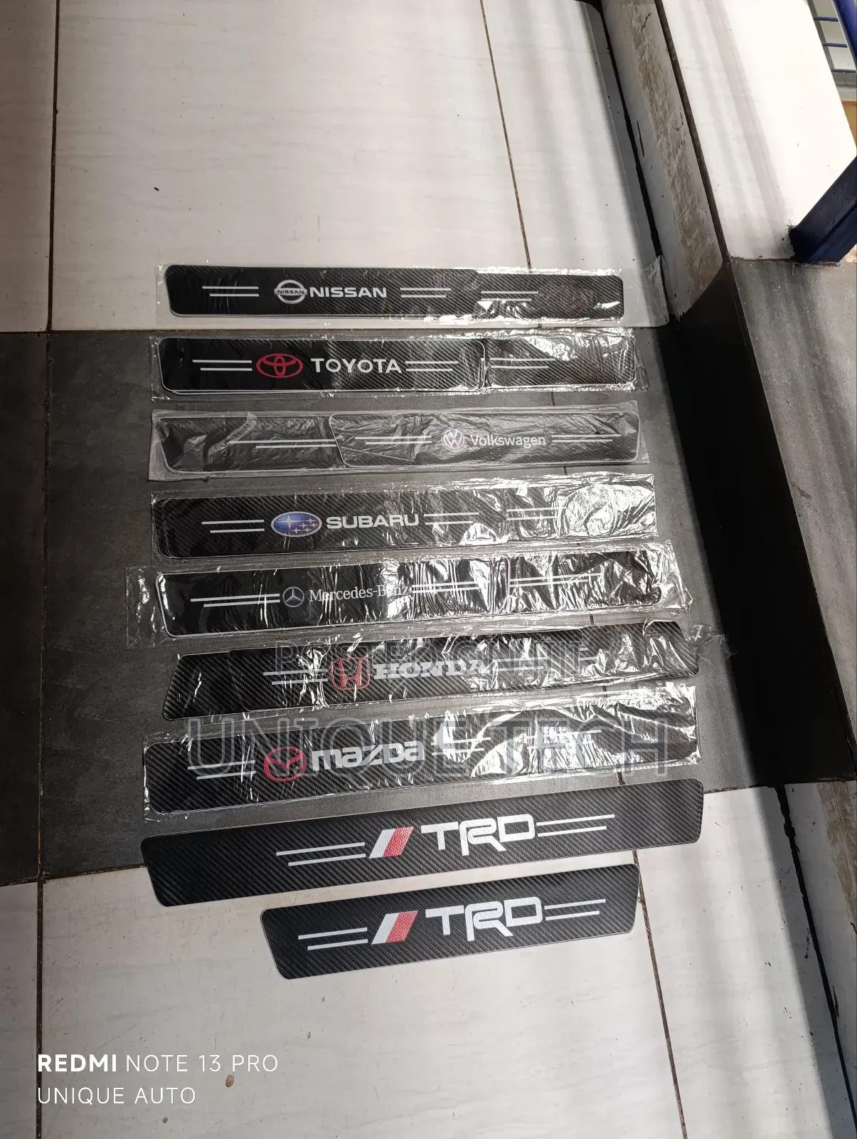 Branded Carbon Fiber Car Side Step Stickers