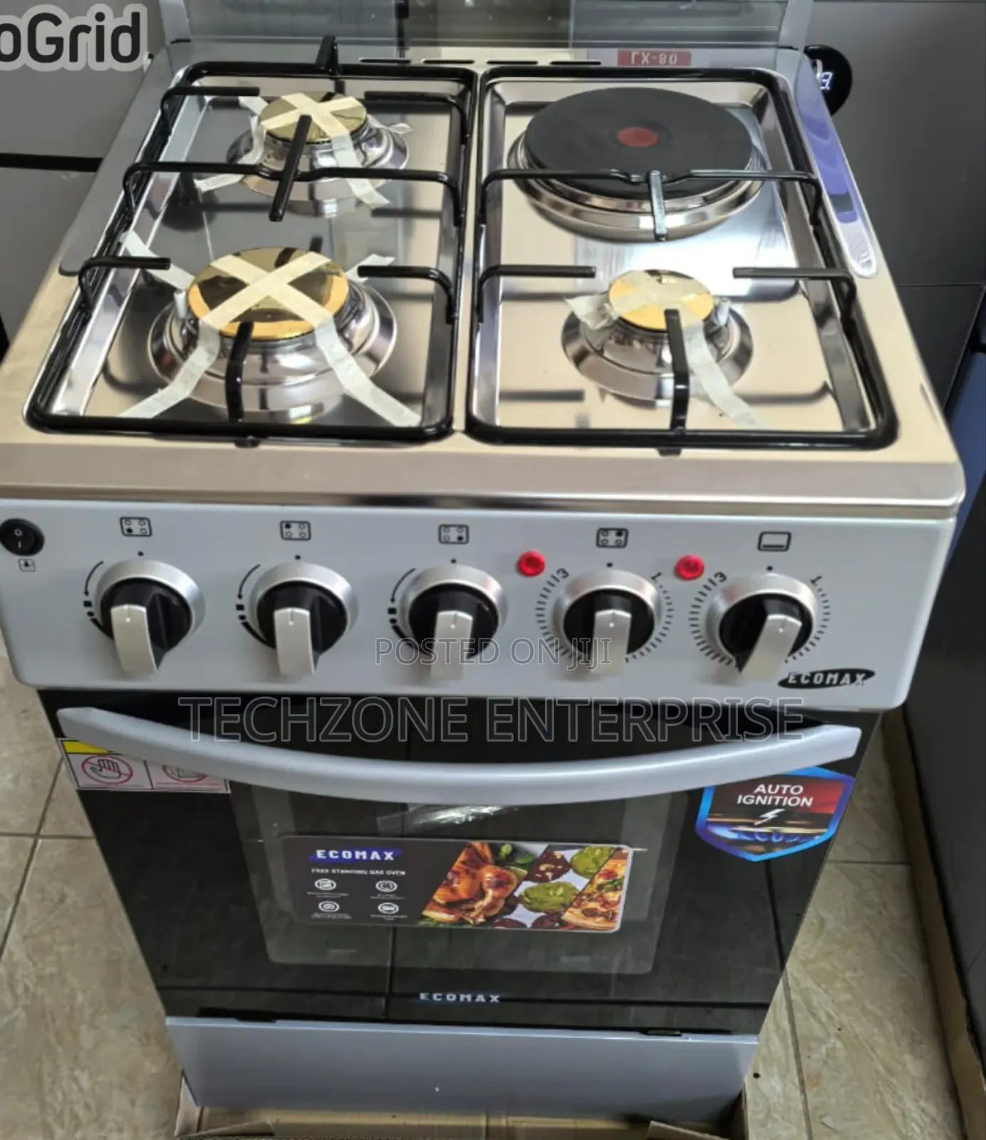 Ecomax 3 G + 1 E Cooker 50*55cm With Electric Oven - Silver,