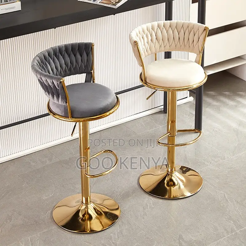 Bar Stool ;Luxury Leather High Gold Modern Bar Stool
