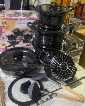 12pc Bosch Black Stylish Granite Nonstick Cooking Pots - thumbnail 2