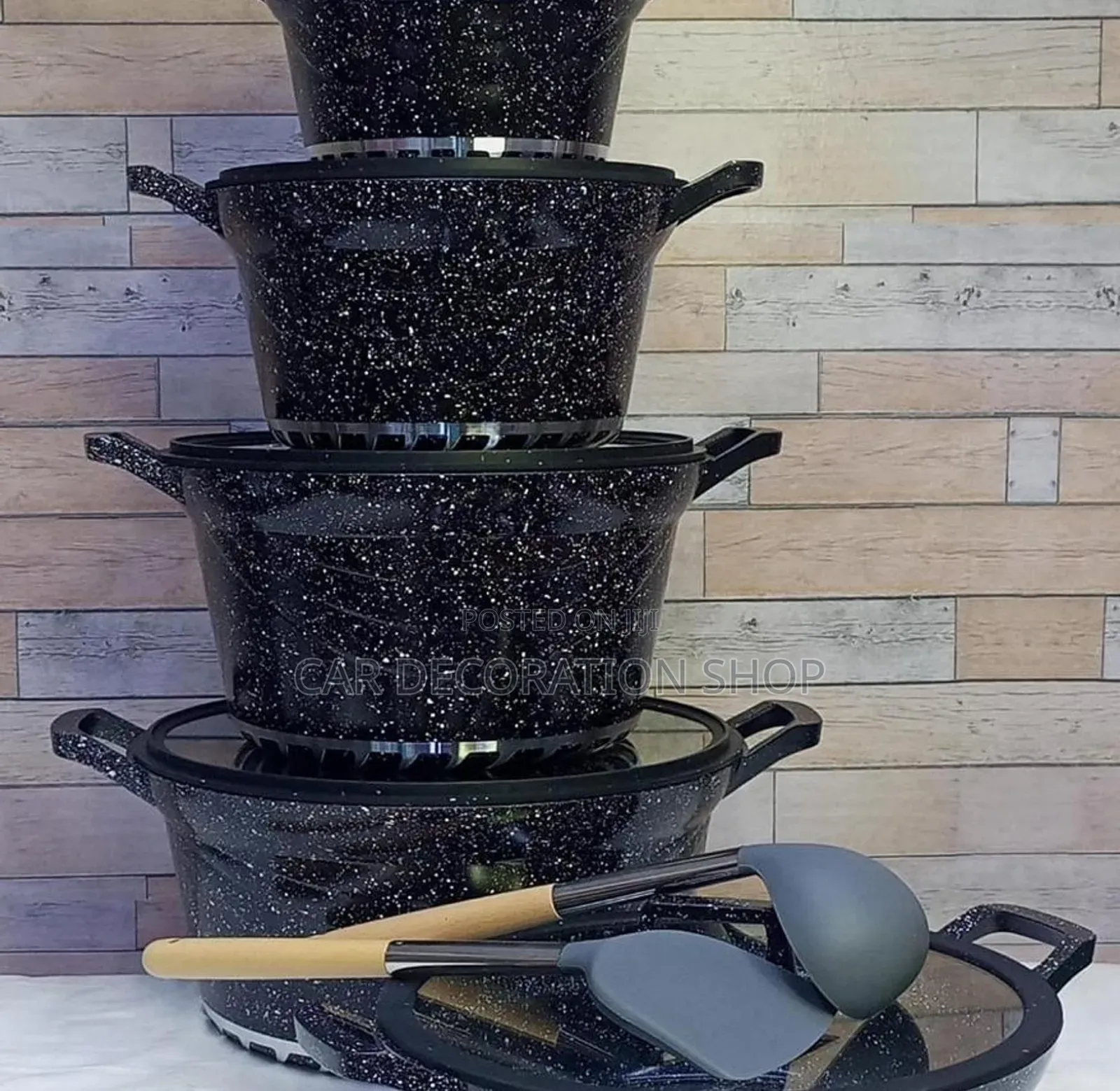 12pc Black High Quality Granite Cookware Set