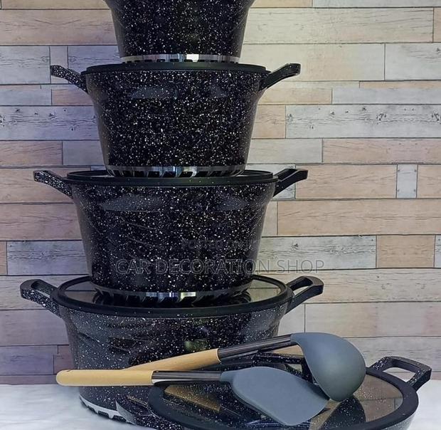 12pc Black High Quality Granite Cookware Set - main view