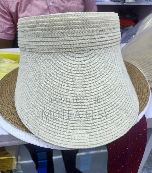 Cream Beige Woolen Sun Visa Hats - main view