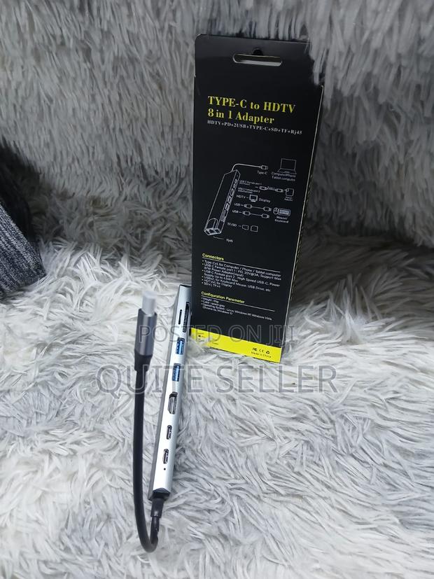 Typec Hub to HDTV 1x8 Usb Hub Charging Adapter - main view