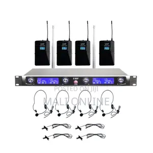 4-channel Uhf Wireless Microphone System 4 Lapel Mics