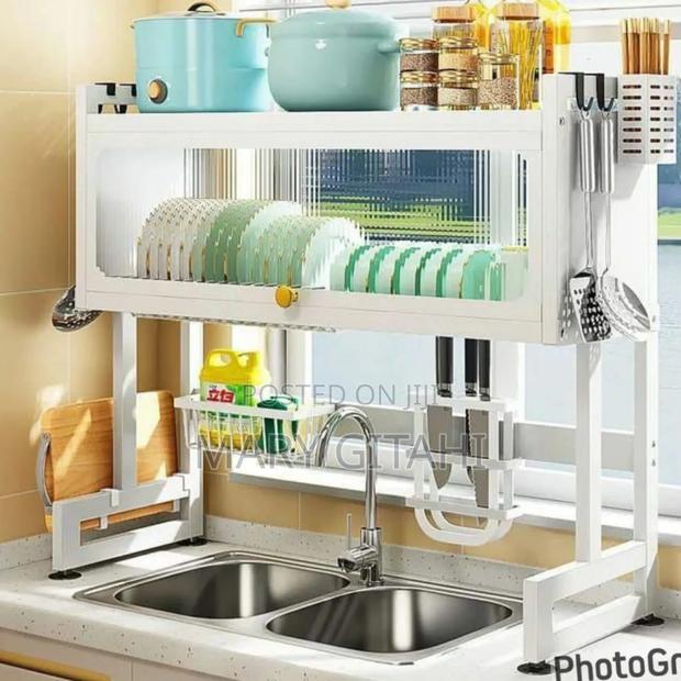 Over the Sink Dish Drainer White and Black