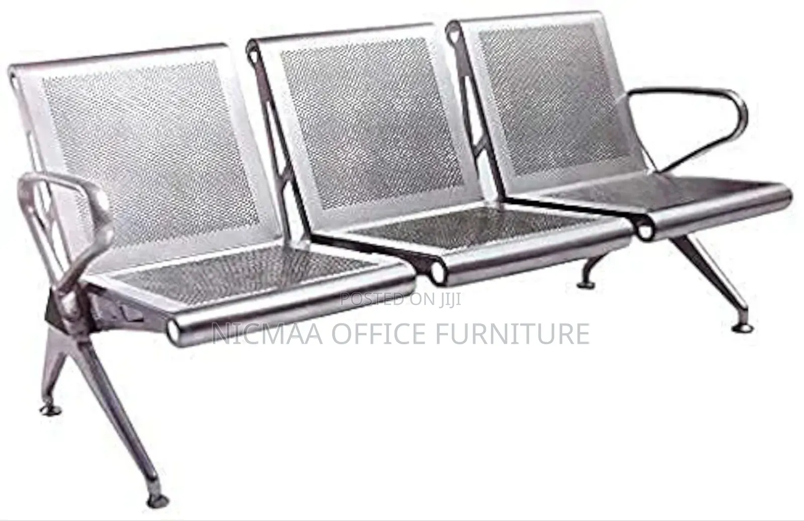 Reception Bench: Chrome-Finish 3-Seater Waiting Area Chair