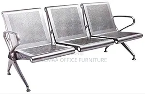 Reception Bench: Chrome-Finish 3-Seater Waiting Area Chair