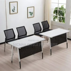 Office Table: 1200mm White Steel-Leg Conference Table