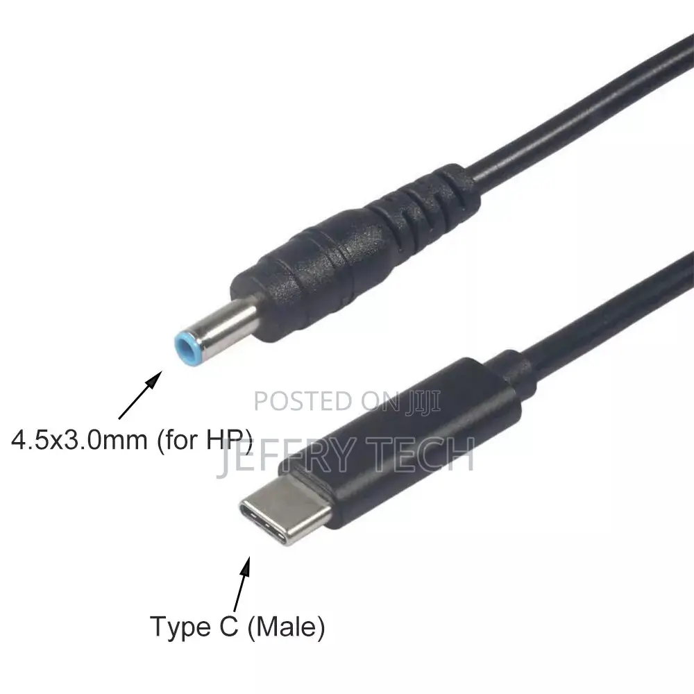 Usb Type C to 4.5x3.0mm Pd Charger Cable Power Cable for Hp