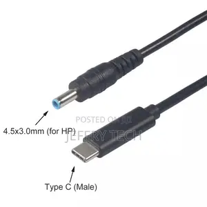 Usb Type C to 4.5x3.0mm Pd Charger Cable Power Cable for Hp