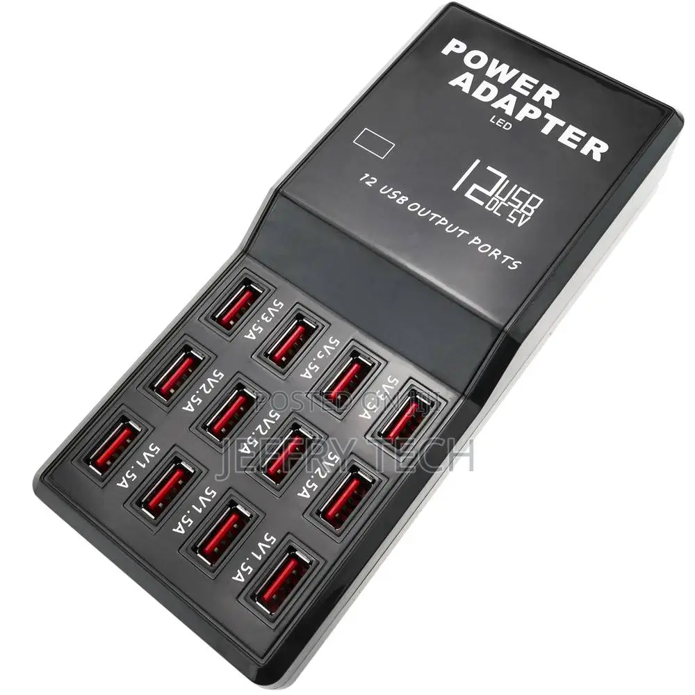 Power Adapter Strip Usb a Female 5vdc 12a With 12 Usb Ports