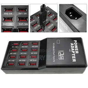 Power Adapter Strip Usb a Female 5vdc 12a With 12 Usb Ports