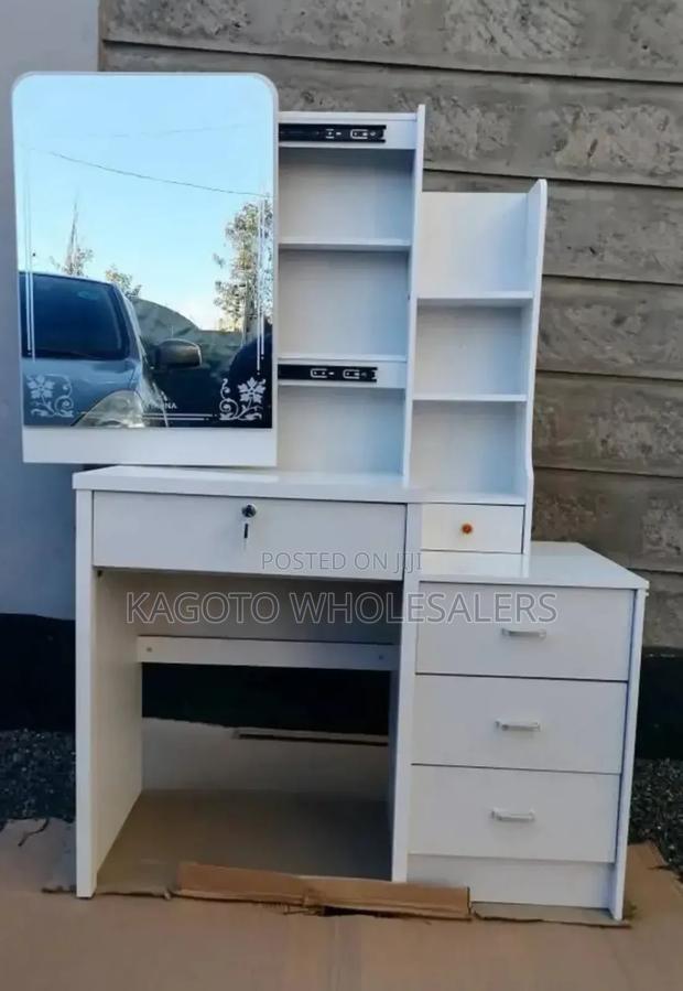 White Dressing Table With a Sliding Mirror/Fixed Mirror, Left W*d-01 - main view