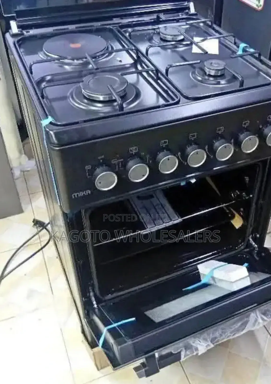 Mika 60 by 60 3g+ 1e Standing Gas Cooker M60/*Black*
