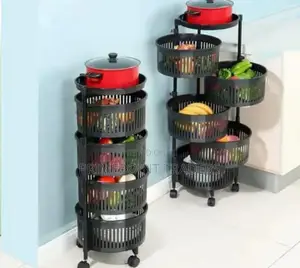 5 Layer Fruits Rotating Rack Organizer With Wheels✓