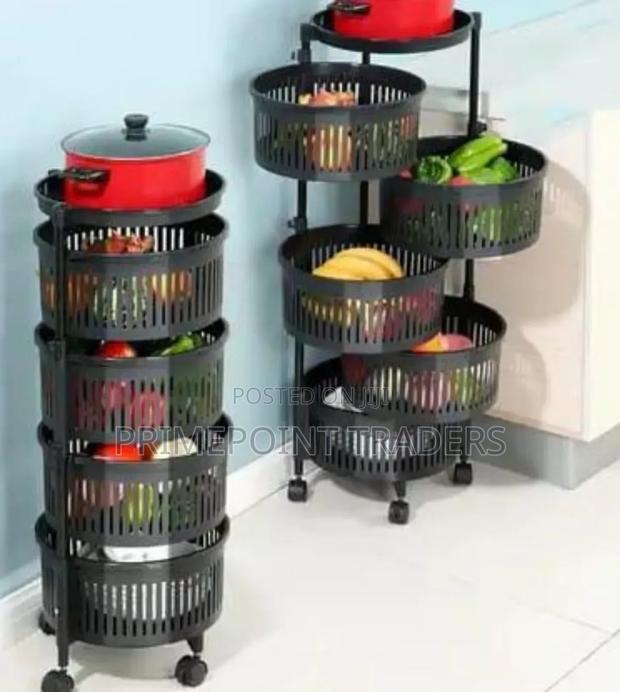 5 Layer Fruits Rotating Rack Organizer With Wheels°