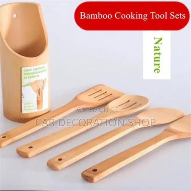 4pc Bamboo Eco Friendly Wooden Mwiko Set for Frying,Steaming