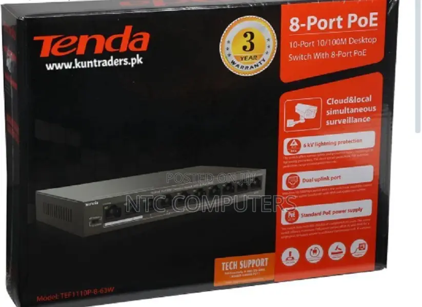 Tenda Tef1110p-8-63w 8-Port 10/100mbps + 2 Gigabit .