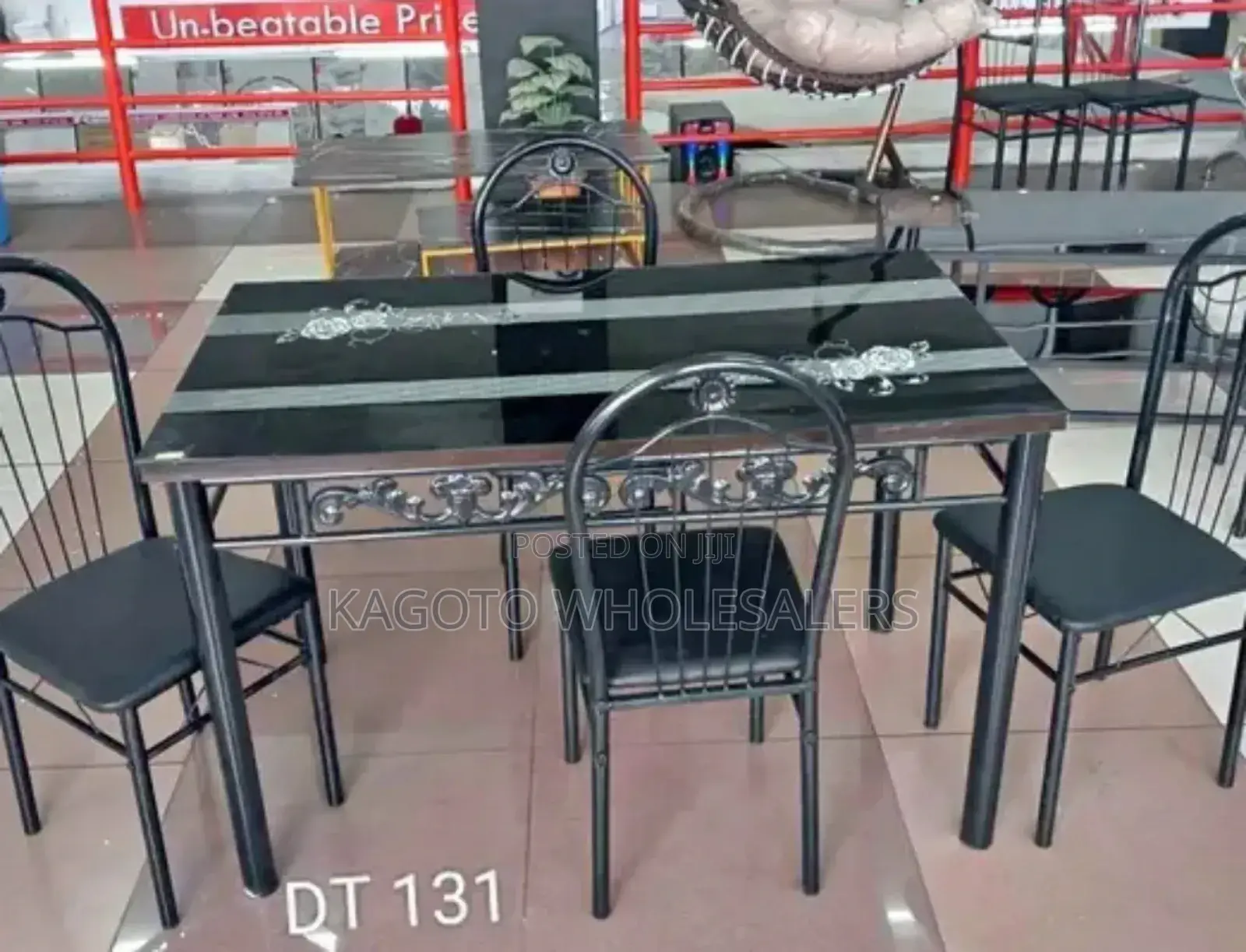4 Sitter Dining Table Set /Black Design/Comfy *Dy-3t*