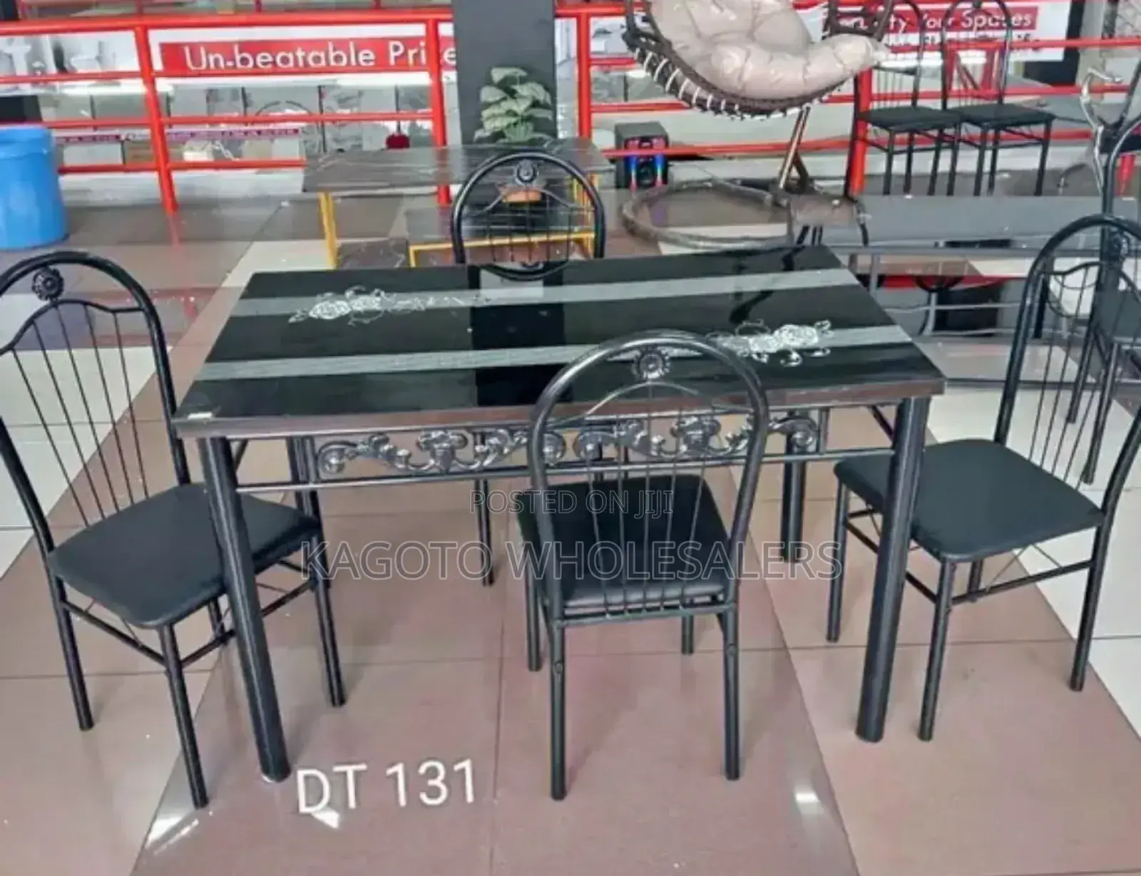 4 Sitter Dining Table Set /Dark Design/Comfy *Dy-3t*