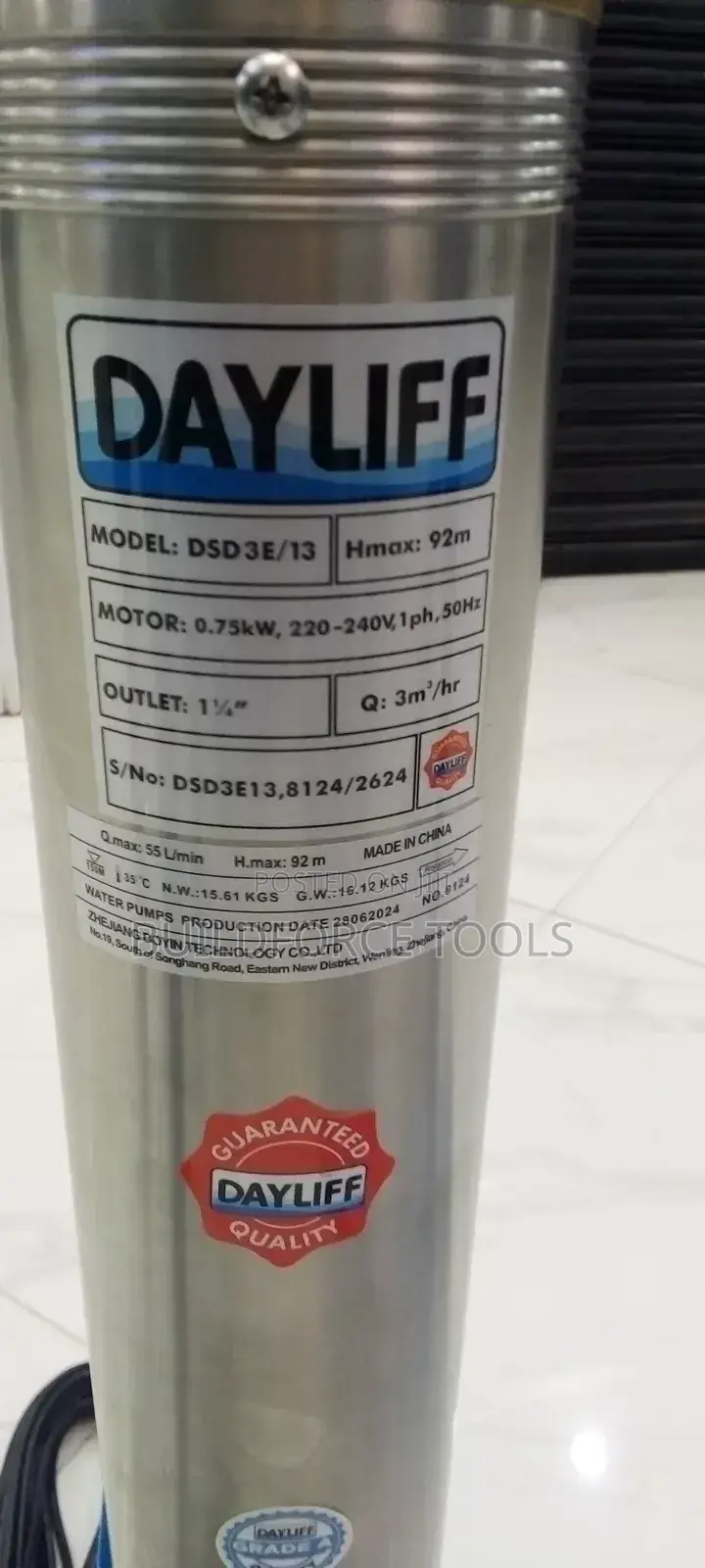 Dayliff Submersible Water Pump 0.5hp