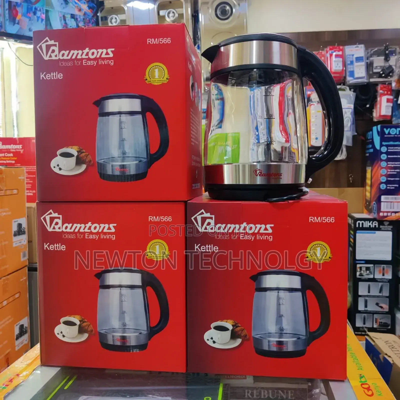*Ramtons Glass Jug Kettle 1.7litres Rm566