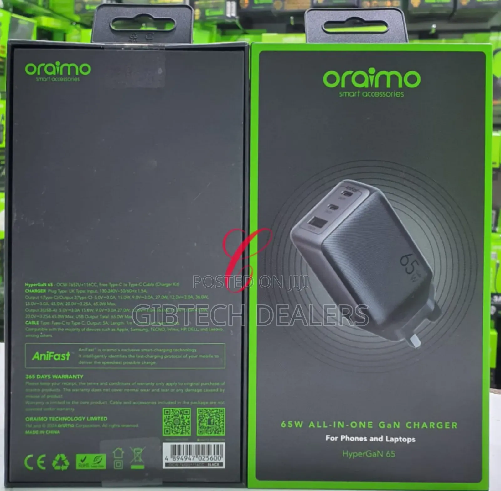 Oraimo Hypergan 65w All in One Gan Phone and Laptop Charger