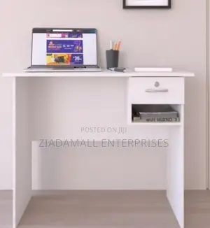 Aneto Compact Office Desk With Side Shelves – White – 0.9m
