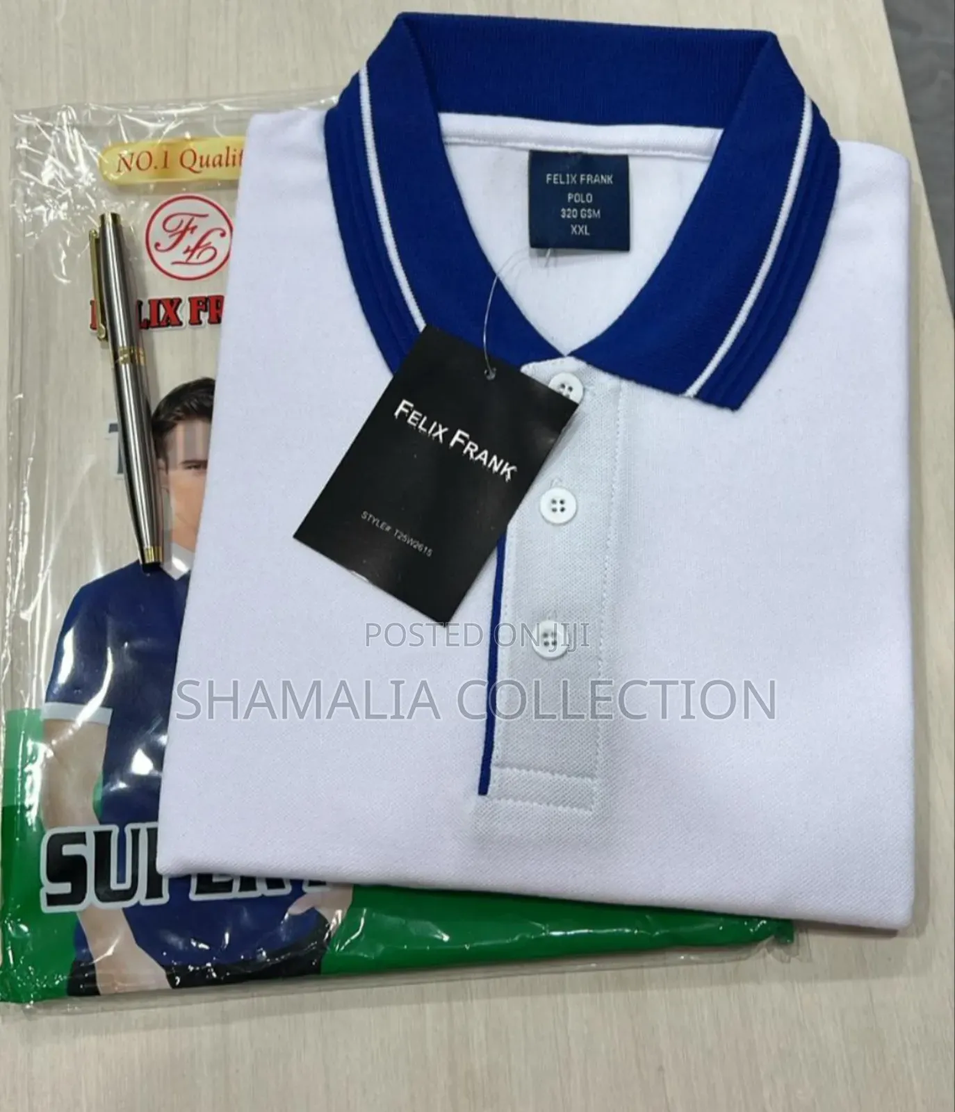 White Color Blue Polo Tshirt