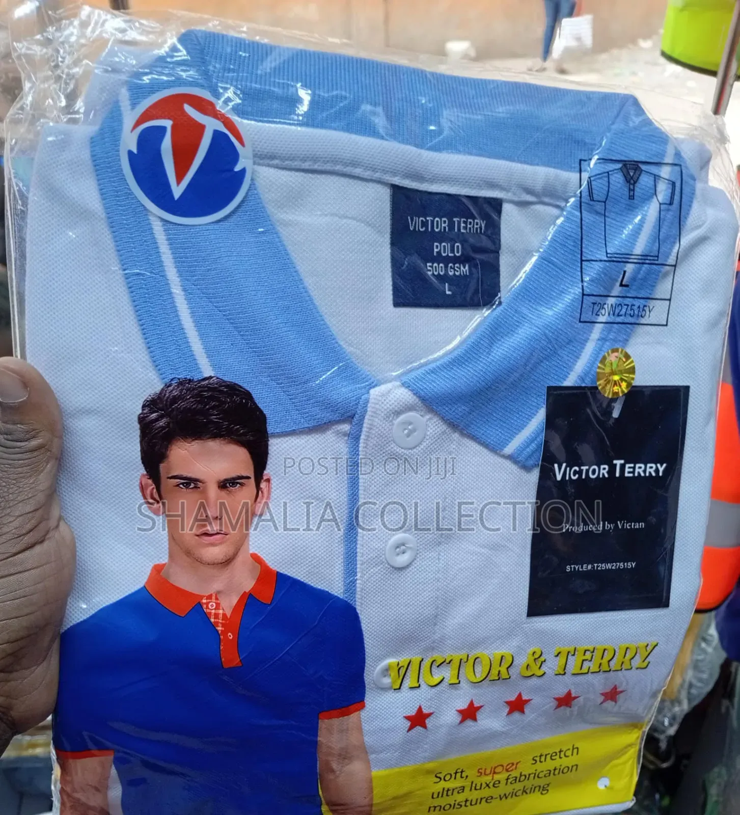 White Color Blue Polo Tshirt