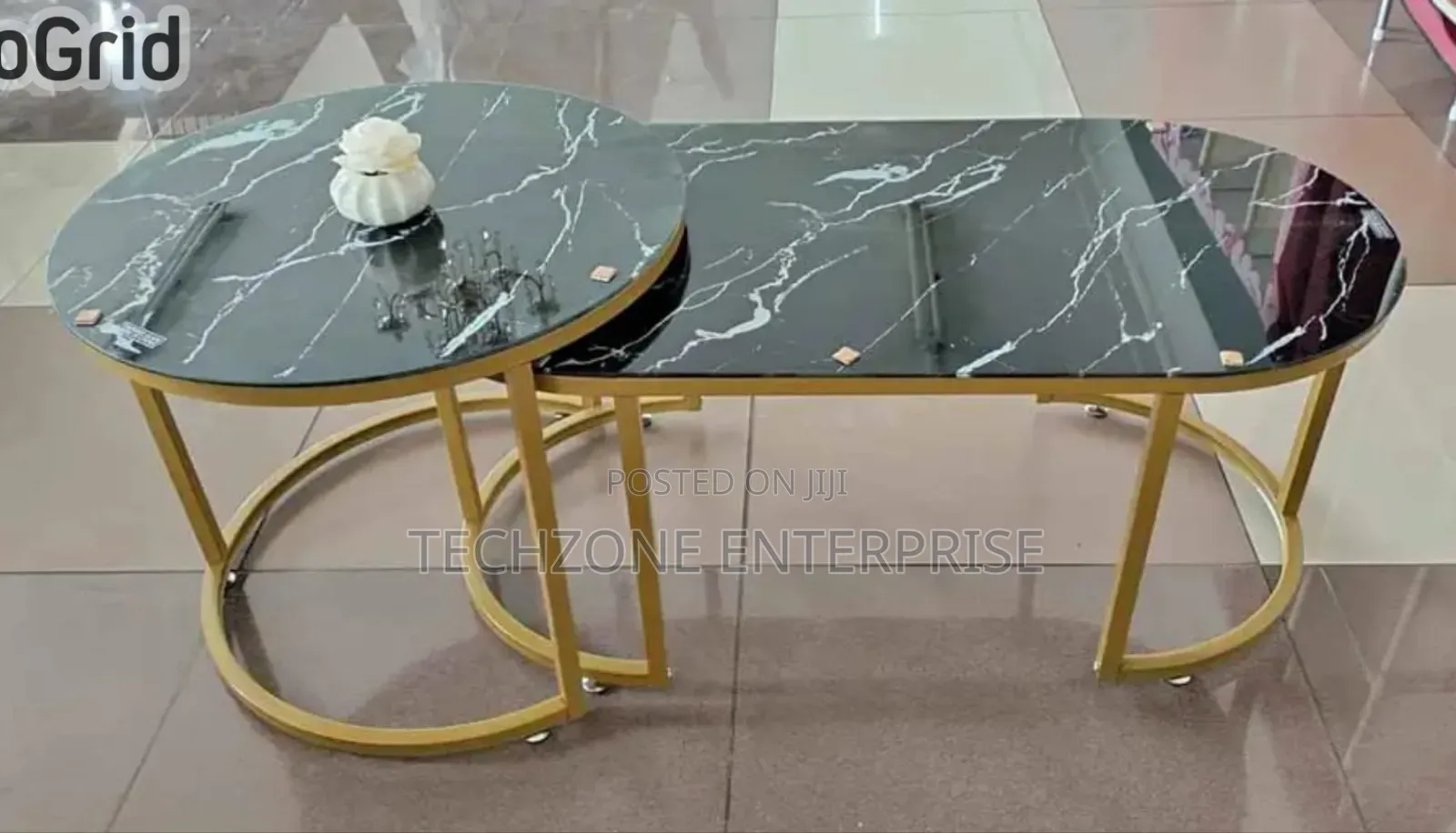 Strong Marble Nesting Coffee Table (Glass Effect) Black 