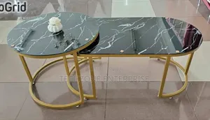 Strong Marble Nesting Coffee Table (Glass Effect) Black 