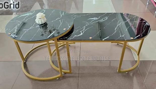 Strong Marble Nesting Coffee Table (Glass Effect) Black