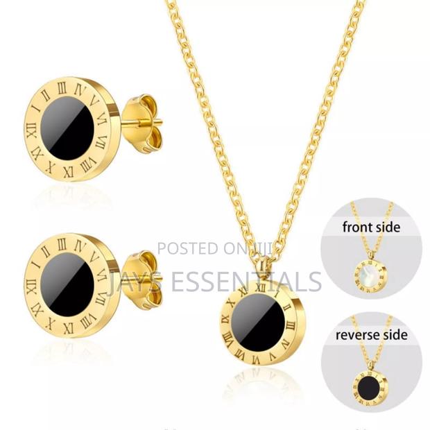 Reversible Stainless Steel Necklace and Earrings Set - thumbnail 5