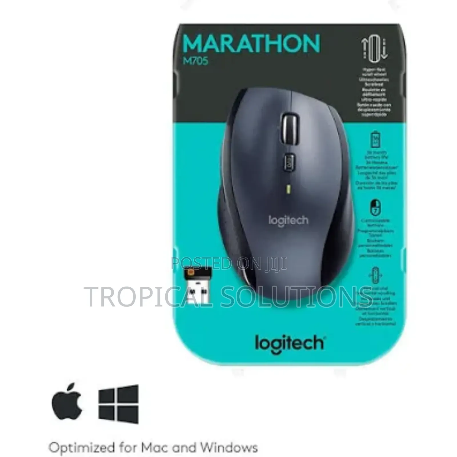 Logitech M705 Marathon Wireless Mouse Black, Charcoal